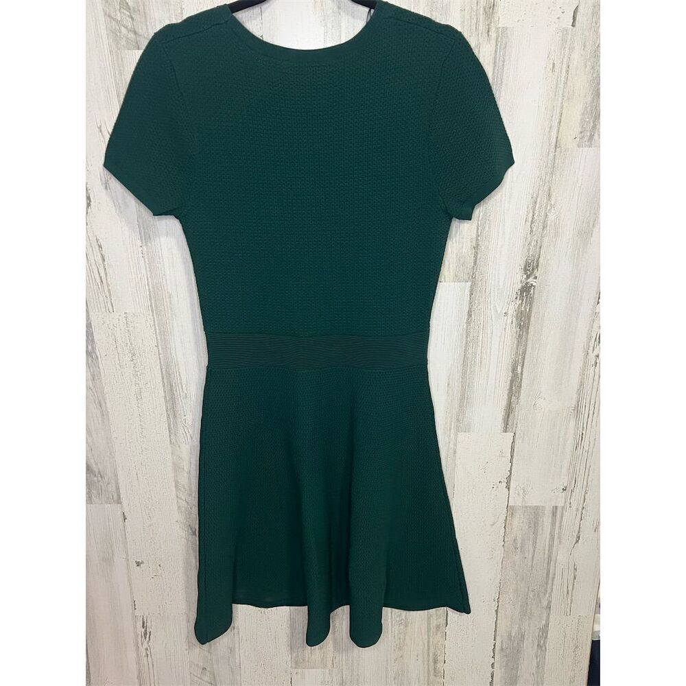 SET Women's Green Knit Dress Size 6 Short Sleeve‎ Knee Length